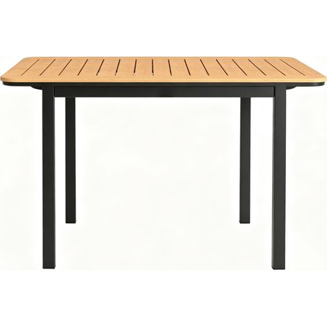Rechteckiger Gartentisch 127 x 70 x 75 cm aus Metall und Holzoptik Braun (1/5)