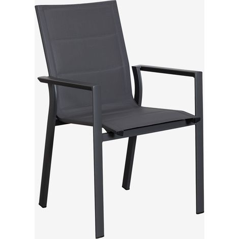 Lot de 2 chaises de jardin empilables avec accoudoirs en aluminium Karena SKLUM Gris Graphite (1/5)