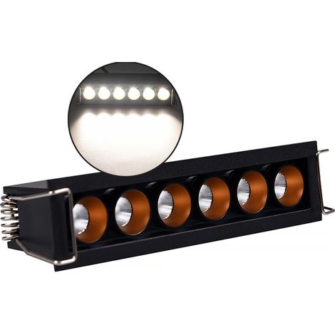 FARETTO LED RETTANGOLARE NERO DA INCASSO 11W PER CONTROSOFFITTI - ILLUMINAZIONE NATURALE DI ALTA QUALITA' (1/5)