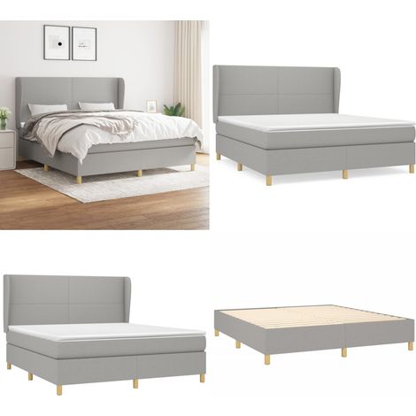 Sommier à lattes de lit avec matelas Gris clair 180x200cm Tissu - Lit Plateforme - Lit Tapissier - Literie - Matelas À Ressorts Ensachés - Tête De Lit Ajustable - Home & Living (1/5)
