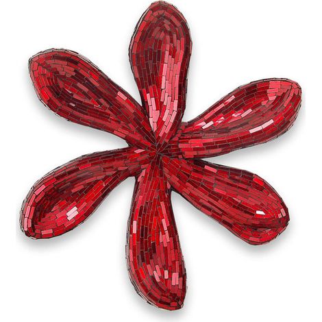 Escultura FLOR Grande Cristales Pared Color Rojo 51 x 48 x 8 cm - SpazioLuzio