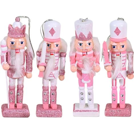 Figurines Casse-Noisettes Collection de Noël Casse-Noisette Rose – Décoration festive pour étagère, armoire, salon, chambre à coucher, cuisine, fête, Thanksgiving (1/5)