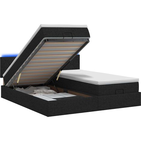 Maison Exclusive - Letto Ottomano con Materasso e LED Nero 200 x 200 cm Tessuto (1/5)