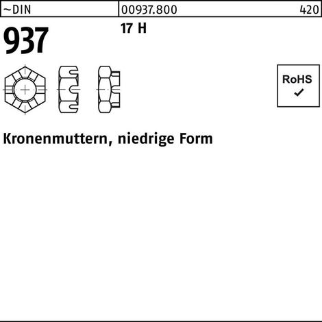 Kronenmutter DIN 937 niedrige FormM30 17 H 10 Stück (1/2)