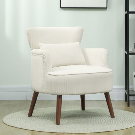 MEUBLIV Sillón 69 x 69,5 x 78 cm blanco crema con respaldo alto y reposabrazos redondeados (1/5)