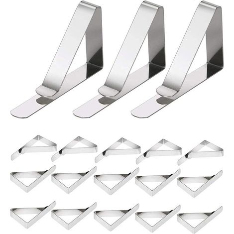 VURAHOME - 18 Pinces à Nappe de Jardin,Pinces à Nappe en Acier Inoxydable,Pinces à Nappe réglables pour Pique-niques en Plein air,barbecues,Mariages et fêtes (Miroir\\/Argent) (1/5)