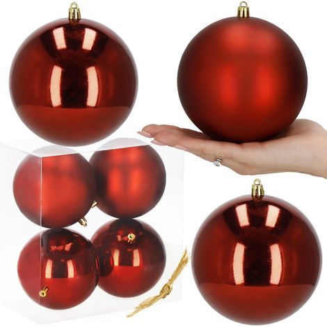 PALLINE PER ALBERO DI NATALE ADDOBBO 4 PZ NATALIZIE 12 CM SET INDESTRUTTIBILI PENDENTI 