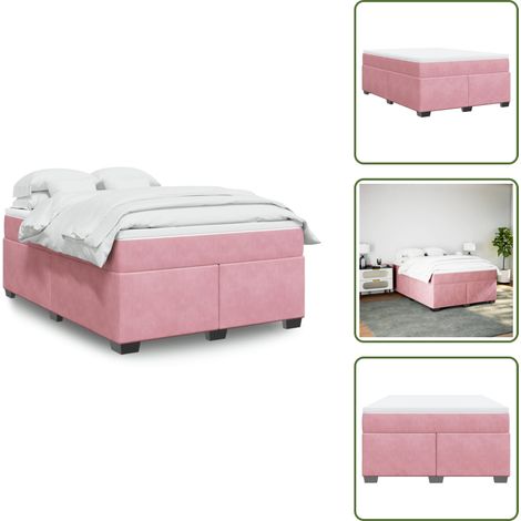 Soporte de cama - vidaXL Cama box spring con colchón terciopelo rosa 160x200 cm - Cama con muelles ensacados