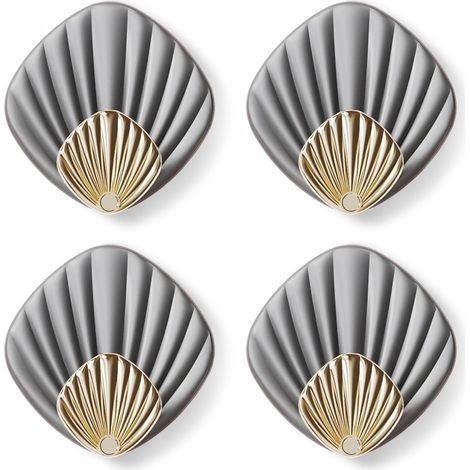Crochet Adhésif Mural en forme de coquillage, HP004-GY Crochet Autocollant Moderne pour Salle de Bain et Cuisine, Patere porte manteau, Crocher adhesif pour mur, Lot de 4, Gris (1/5)