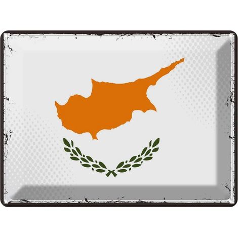 Plaque en métal 30x40 cm Chypre Rétro Drapeau de Chypre Bannière Armoiries (1/5)