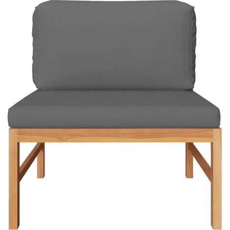 Maison Exclusive - Mittelsofa mit Dunkelgrauen Kissen Massivholz (1/5)