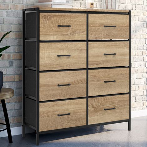 Baúl de tela de 8 cajones UTAH 80 cm mueble de almacenaje de diseño industrial (1/5)