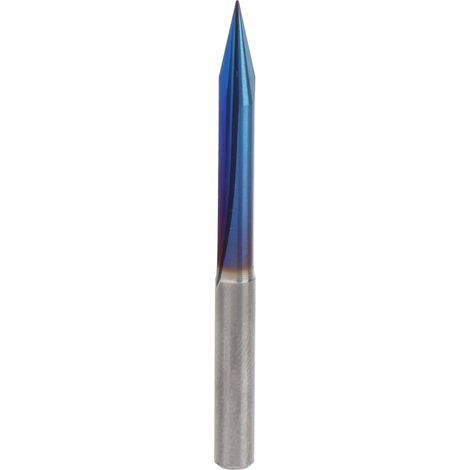 Outil de gravure en forme de V pointu à double tranchant et à rainure droite, tige de 4 mm, avec tête de gravure en forme de V à rainure droite 40,430 plaquée bleue. (1/5)