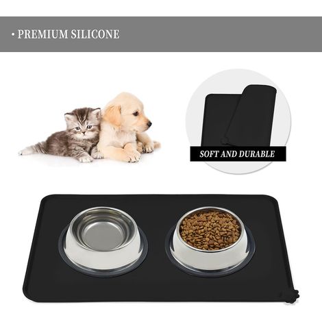 (Noir, petit) Tapis en silicone pour gamelle de chien ou de chat, antiadhésif, imperméable et résistant à l'eau