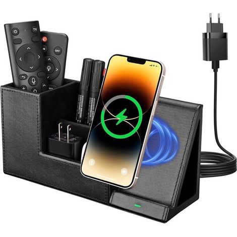 2-in-1 Stiftehalter-Schreibtischorganizer, 10-W-Induktionsladestation, geeignet für iPhone 15, 14, 13, 12 Pro Max, geeignet für Samsung Galaxy S23/S22 (1/5)