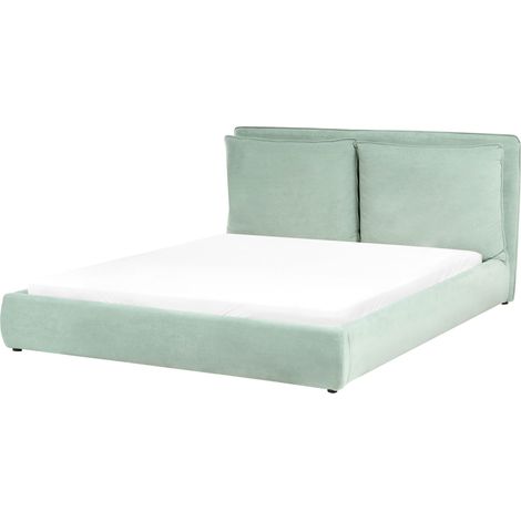 Letto moderno velluto verde menta 160 x 200 cm Bajonna