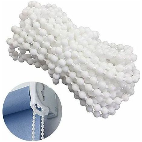 Cordon de Chaîne à Perles pour Store Enrouleur, 10 mètres avec 10 Connecteurs (Blanc)