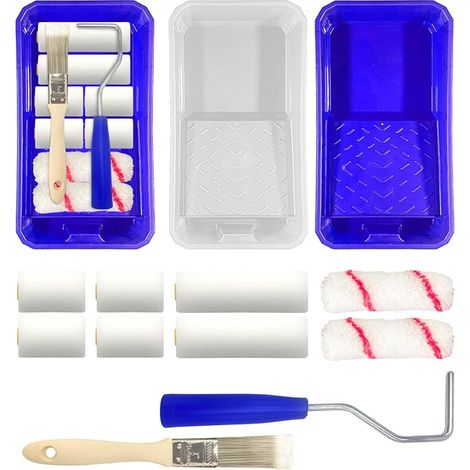 Paint Roller, Mini Foam Paint Roller, Paint Tray with Liner, Paint Brush, Paint Roller Frame, for Wall and Ceiling Painting (1/3)