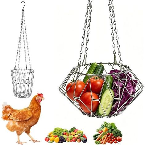Hanging chicken and vegetable feeder, chicken food dispenser with hanging chains, suitable for chickens and ducks (1/5)