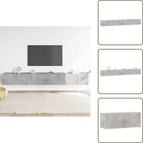 The Living Store Set di Mobili Porta TV 3 pz Grigio Cemento in Legno Multistrato - Mobili porta TV