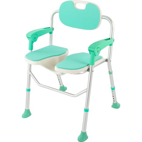 Silla de ducha, altura regulable, diseño antideslizante, color azul. (1/2)