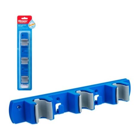 Cuelgaescobas triple kleaner azul, 3 soportes y 2 ganchos, material ABS (1/5)