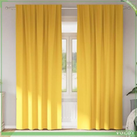 Rideaux occultants - FAFEISY - 4107507 - Jaune moutarde - Tissage triple 80–90% - 2 pièces avec anneaux (1/5)