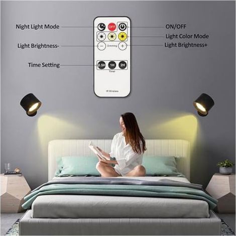 Lampe Murale - LED Rechargeable - 3 Températures De Couleur - Commande Tactile Et Télécommande - Pour Salon Chambre Bureau - 1 Pièce (1/5)