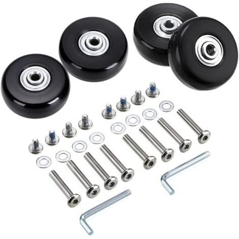 BUNTHAUS 4Pcs 50x18mm Bagages Valise Roues De Rechange, Roulettes Pivotantes En Caoutchouc Roulettes Roulements Kits De Rparation,Noir (1/5)