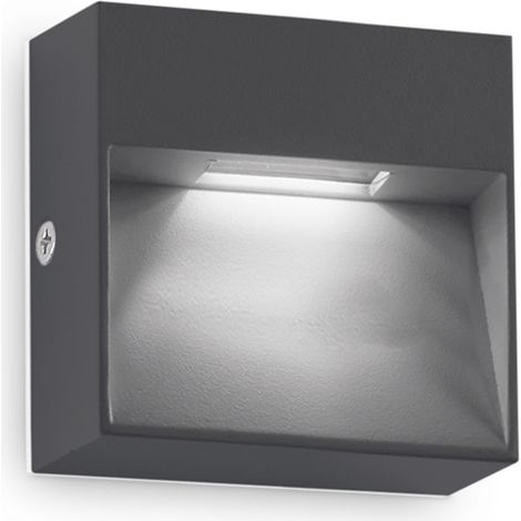 Applique Da Parete Contemporaneo Dedra Alluminio Grigio Led 1,5W 3000K Ip65