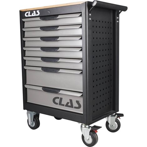Clas – Servante d'atelier roulante 7 tiroirs 400kg – Dimensions L.688 x l.459 x H.1035mm – Roues fixes et pivotantes avec freins – Fermeture à clé (1/5)