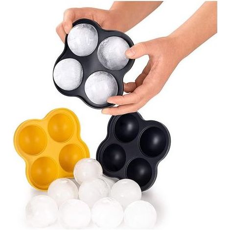 bac A Xl Silicone - Bac Glacon Rond - 1 Moules Silicone 4 Glaons - Rond Xl - Sans Bpa - Lavable En Lave-vaisselle - Noir