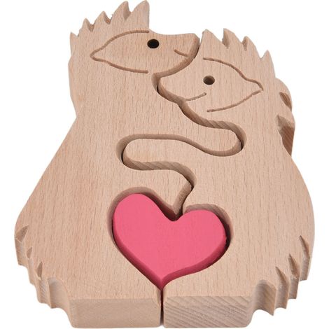 Niedliche Tierfigur aus Holz, handgefertigte Mini-Hasenfigur in Form einer Tierfamilie, ideal als Dekoration für Zuhause oder als Geschenk (B13) (1/5)