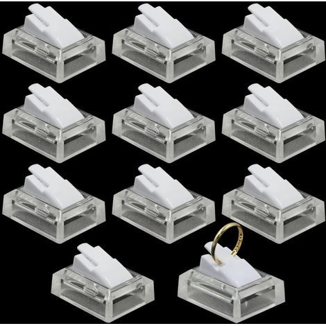 Présentoir à bijoux en plastique pour bagues, vitrine commerciale, chambre à coucher, magasin, blanc, 3,3 x 2,5 x 1,57 cm, lot de 10 (1/4)
