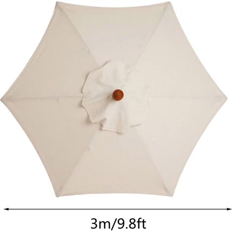 UV-beständiges und wasserdichtes Sonnenschirmdach, geeignet für Gärten und Strände, 300 cm, beige, 6 Streben. (1/4)
