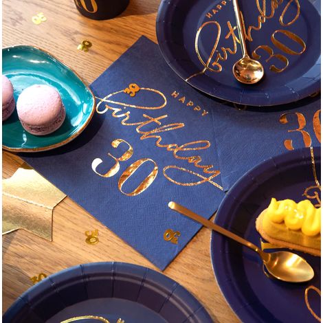 Serviettes « Joyeux anniversaire » pour le 30e anniversaire, 33 x 33 cm, lot de 10. (1/2)