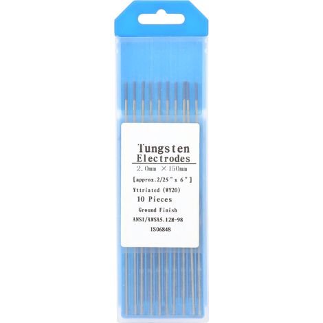 10 électrodes tungstate yttriées WY20 pointe bleue pour poste à souder TIG, 2,0mm x 150mm, lot de 10 pièces (1/5)