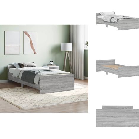 Cadre de lit sans matelas sonoma gris 100x200 cm - Cadre De Lit - Lit Double - Lit Moderne - Lit Design - Sommier Plateforme (1/5)