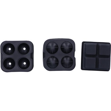 2er-Pack Eiswürfelform mit 4 Fächern, wiederverwendbar, elastisch, aus Silikon, schwarz (1/5)