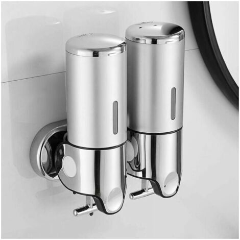 Distributeur de savon mural 500 ml – Double tête – ABS et silicone – Transparent et résistant à la corrosion – Pour hôtels et bureaux (1/4)