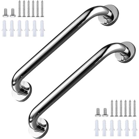 Lot de 2 barres d'appui pour salle de bain, barre d'appui murale robuste en acier inoxydable, poignée de bain antidérapante en acier inoxydable, convient aux personnes âgées et aux femmes enceintes. (1/5)