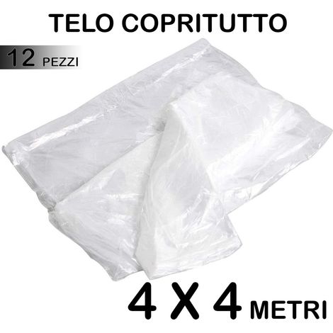 TRADE SHOP - Set 12 Telo Copritutto Multiuso Protegge Pavimenti Mobili Auto Sedie 4x4m - (1/2)