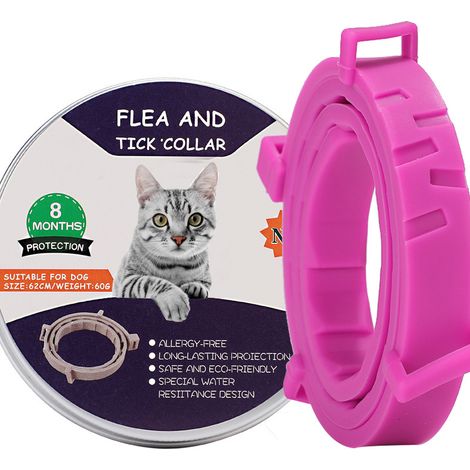 Collier pour chat 1 pièce collier anti-insectes et anti-puces pour chats (chat 18 kg 38 cm, rose) collier anti-insectes et anti-puces (1/2)