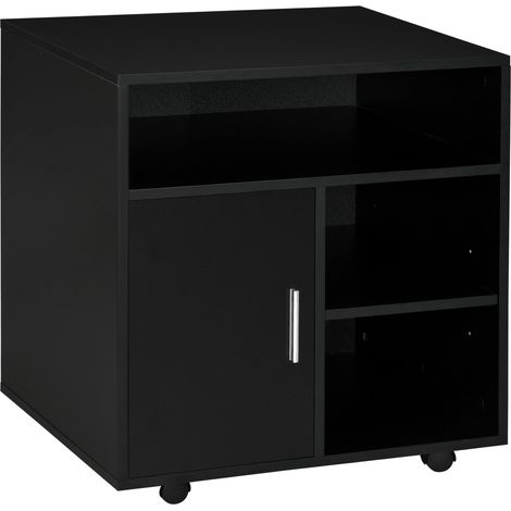 Supporto per stampante organizer ufficio con ruote 60 x 50 x 65.5 cm salva-spazio moderno in truciolato nero 210006377