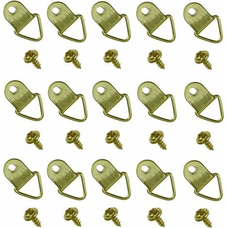 200 Pièces Crochet pour Cadre Photo, Or D Anneaux Crochet Tableau Kit de Suspension de Photo avec Vis Fixations pour Cadres Photo Miroirs Oeuvres D'ar, (1/4)