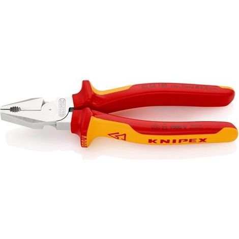 KNIPEX 02 06 180 Kraft-Kombizange isoliert mit Mehrkomponenten-Hüllen, VDE-geprüft verchromt 180 mm