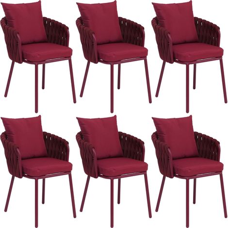 Lot de 6 chaises de salle à manger en aluminium HWC-P89, chaise d'intérieur avec accoudoirs, tissu/t (1/5)