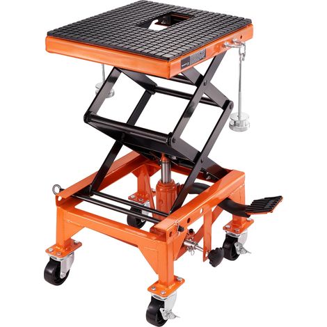 Table de levage hydraulique pour moto, capacité de 350 lbs, hauteur maximale de 36 pouces, design à ciseaux, 4 roulettes, construction en acier robuste (1/5)