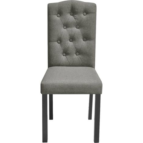 Chaises à manger  Chaise de cuisine lot de 6 gris tissu (1/5)