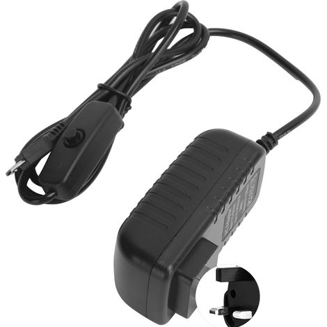 Alimentation pour Raspberry Pi 5V 3A avec bouton-poussoir, adaptateur micro USB intégré, prise britannique 100-240V.